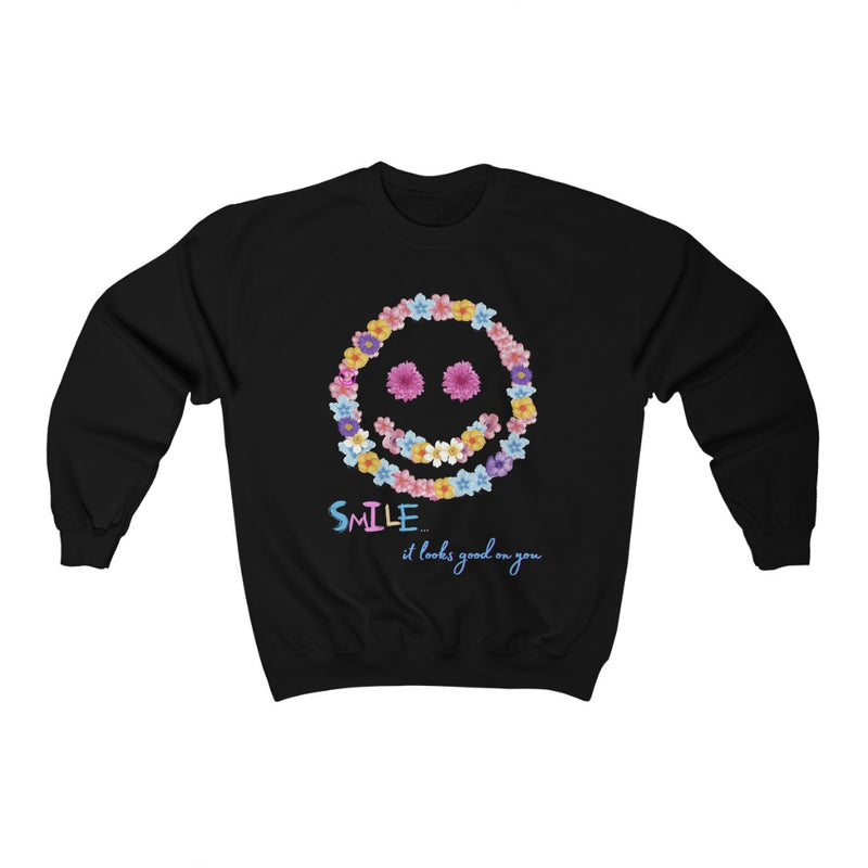 "Floral Smiley Face" sweatshirt